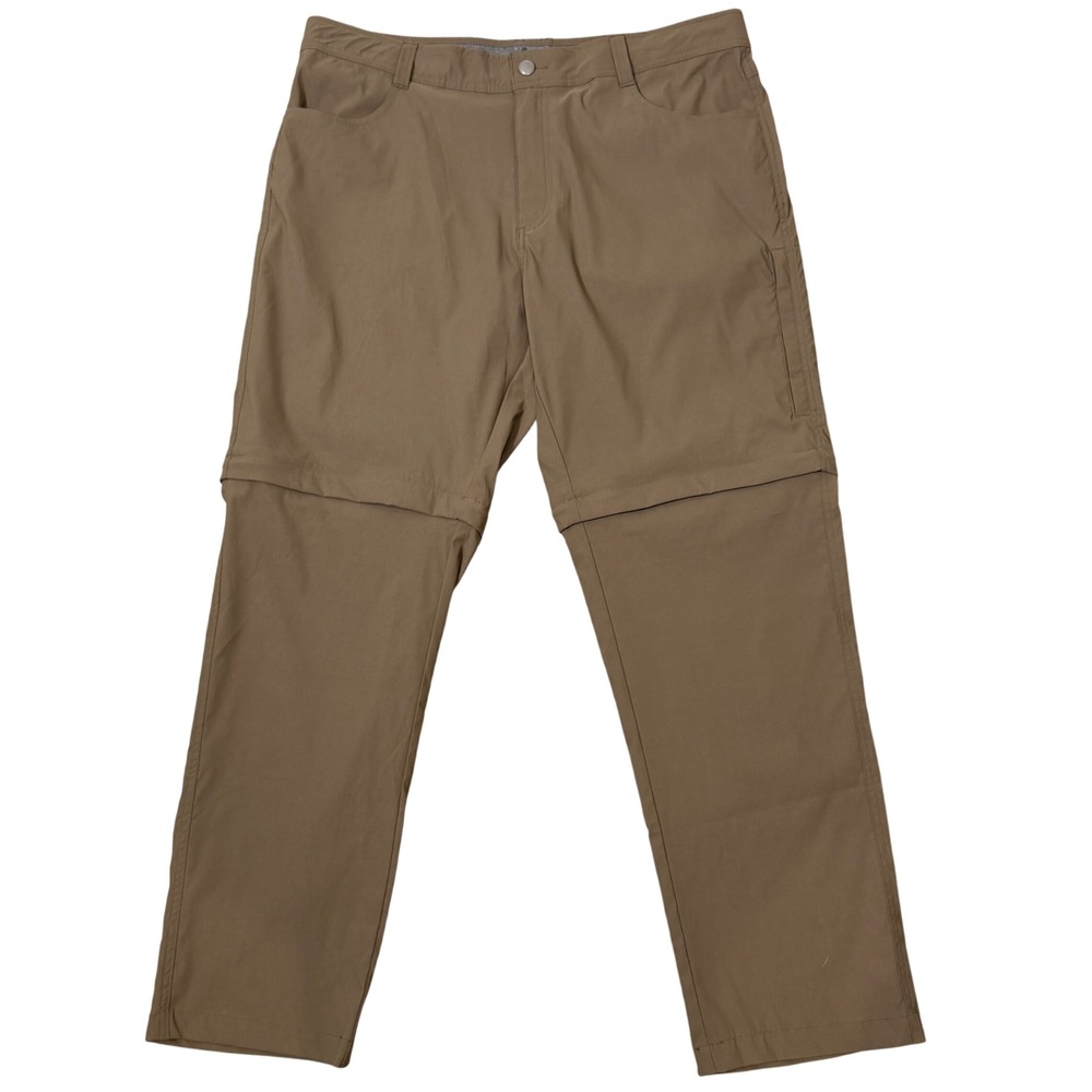 Free Country Convertible Zip Off Hiking Pants Mens 40x32 Stretch Brown Outdoor